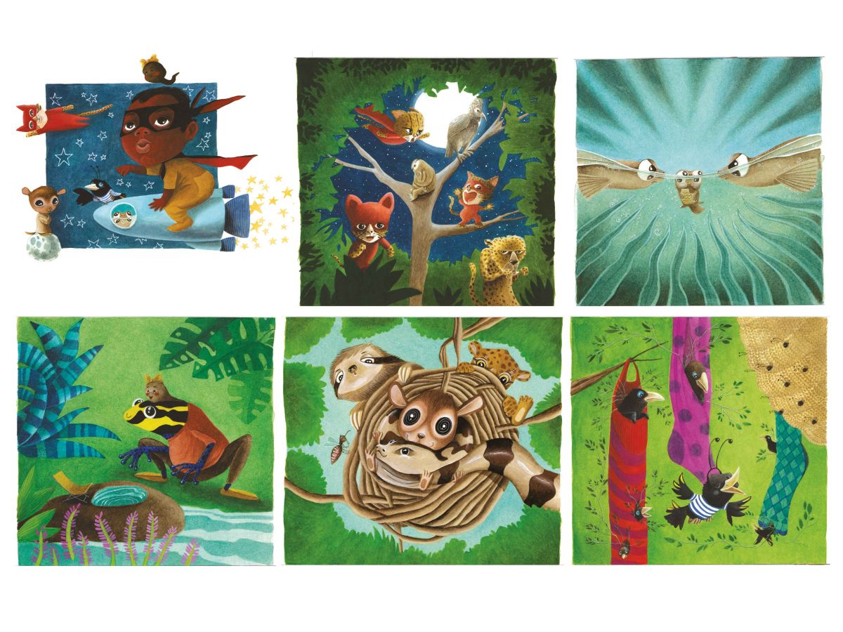 illustrations gouache jeunesse animaux jungle amazonie